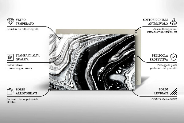 Krájecí prkénko skleněné Inkoustová abstrakce