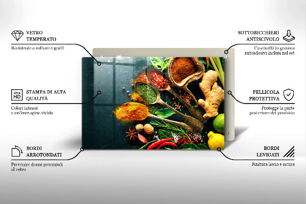 Krájecí prkénko skleněné Kuchyňské lžíce na koření