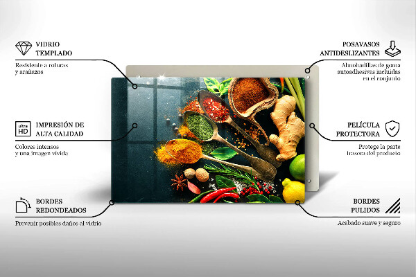 Krájecí prkénko skleněné Kuchyňské lžíce na koření