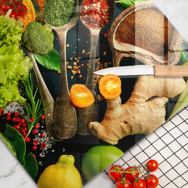 Krájecí prkénko skleněné Kuchyňské lžíce na koření