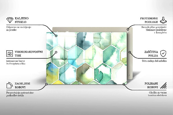 Krájecí prkénko skleněné Akvarel šestiúhelníky