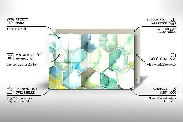 Krájecí prkénko skleněné Akvarel šestiúhelníky