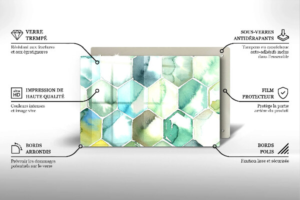 Krájecí prkénko skleněné Akvarel šestiúhelníky