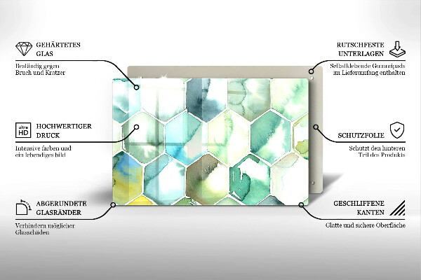Krájecí prkénko skleněné Akvarel šestiúhelníky