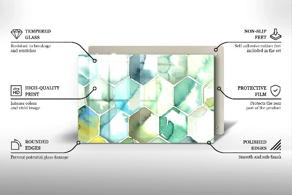Krájecí prkénko skleněné Akvarel šestiúhelníky