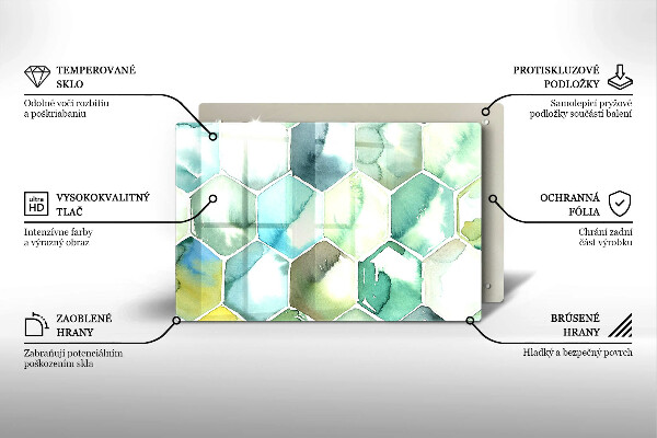 Krájecí prkénko skleněné Akvarel šestiúhelníky
