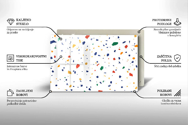 Skleněná deska do kuchyně Barevná kamenina