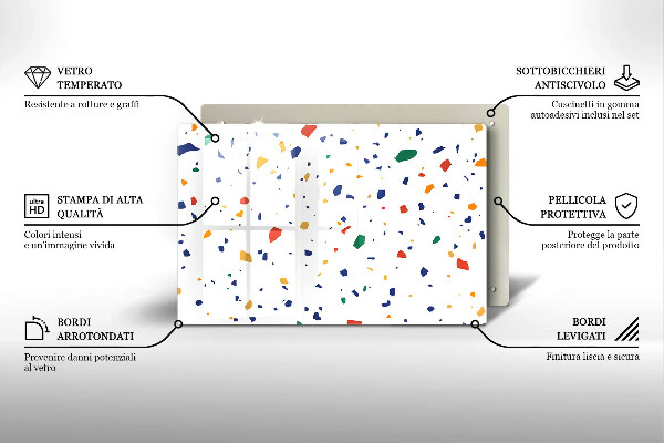 Skleněná deska do kuchyně Barevná kamenina