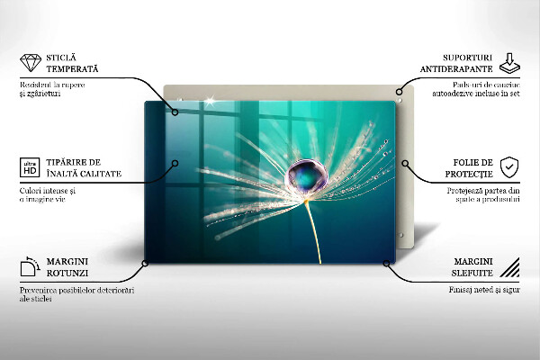 Skleněná deska do kuchyně Rosa na pampelišce
