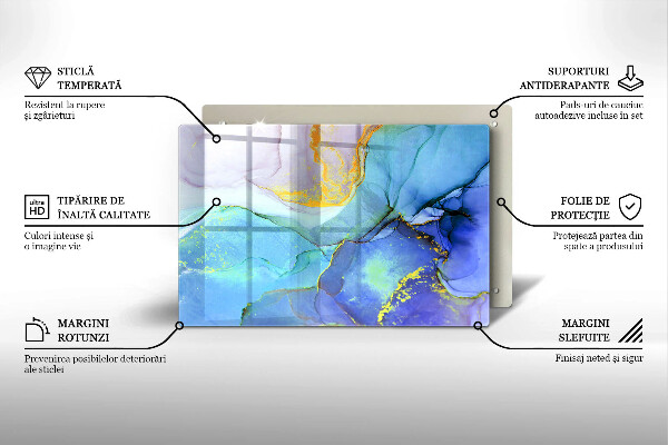 Skleněná deska do kuchyně Prasklý zlatý kámen