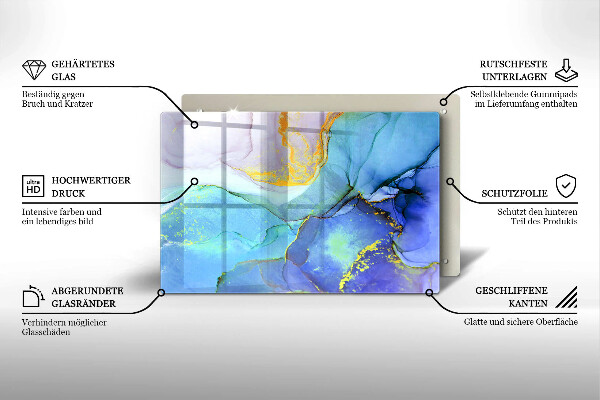 Skleněná deska do kuchyně Prasklý zlatý kámen