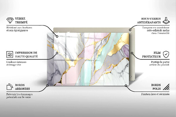 Krájecí prkénko skleněné Pastelový mramor