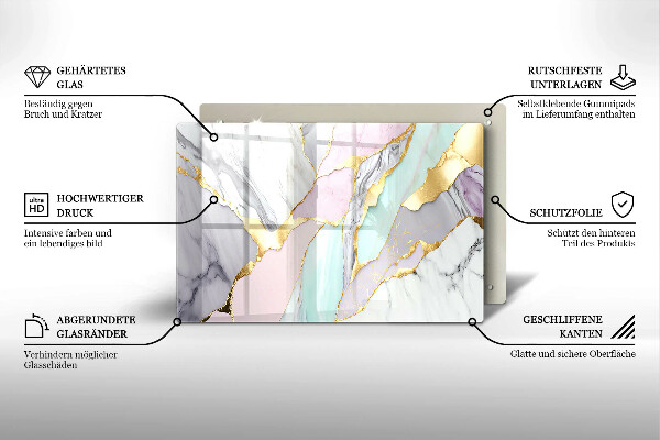 Krájecí prkénko skleněné Pastelový mramor