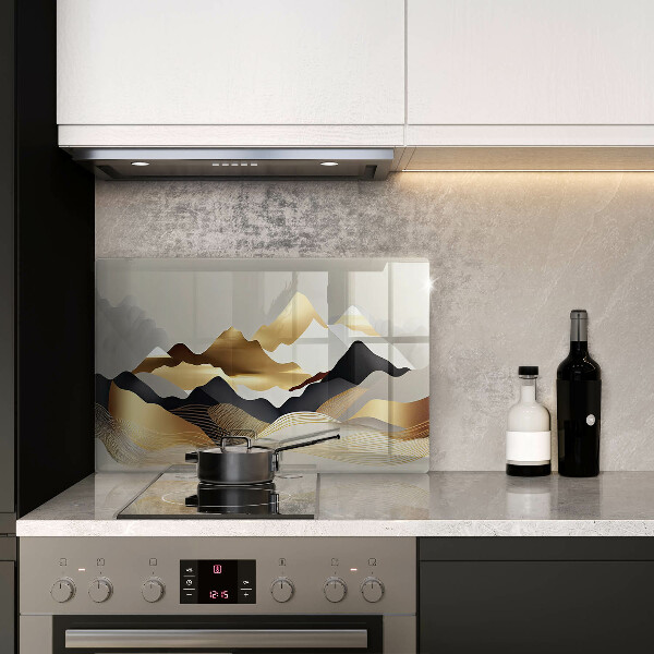 Krájecí prkénko skleněné Abstraktní zlaté hory