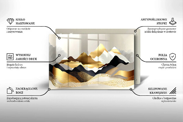 Krájecí prkénko skleněné Abstraktní zlaté hory