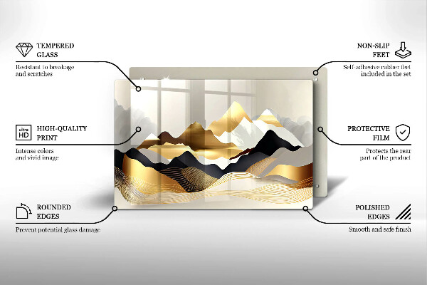 Krájecí prkénko skleněné Abstraktní zlaté hory