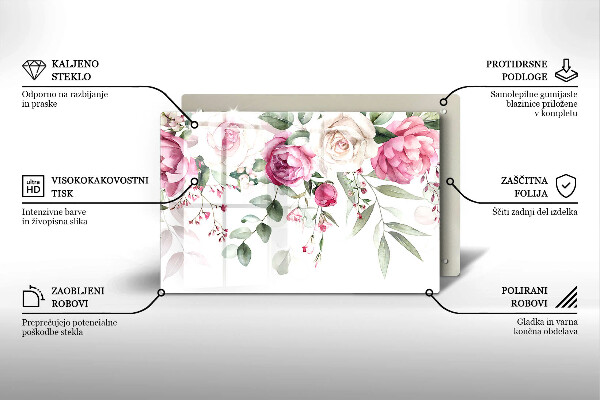 Krájecí prkénko skleněné Akvarel růže