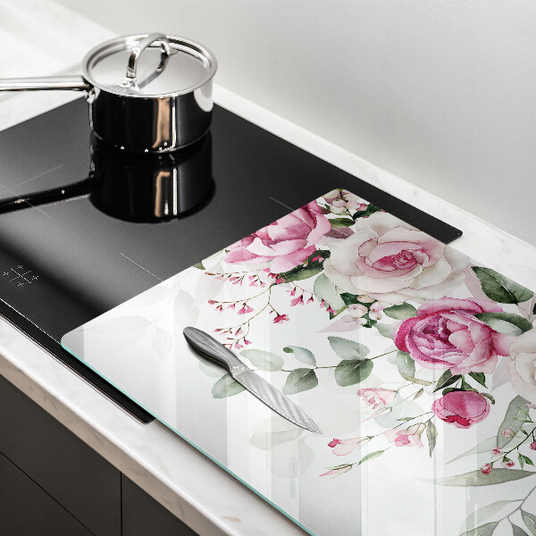 Krájecí prkénko skleněné Akvarel růže