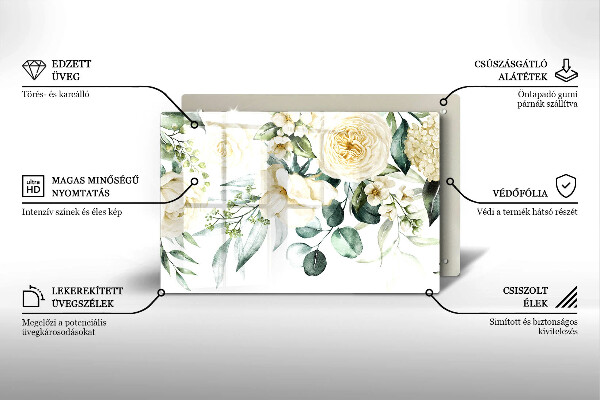 Krájecí prkénko skleněné Akvarel květiny