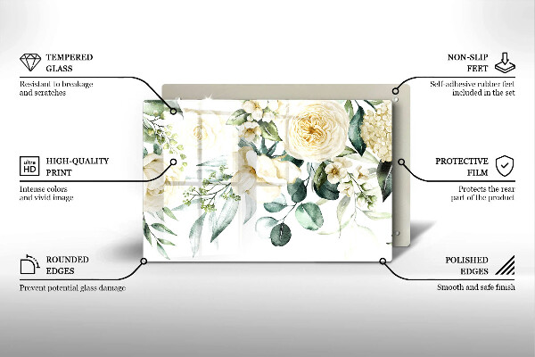 Krájecí prkénko skleněné Akvarel květiny