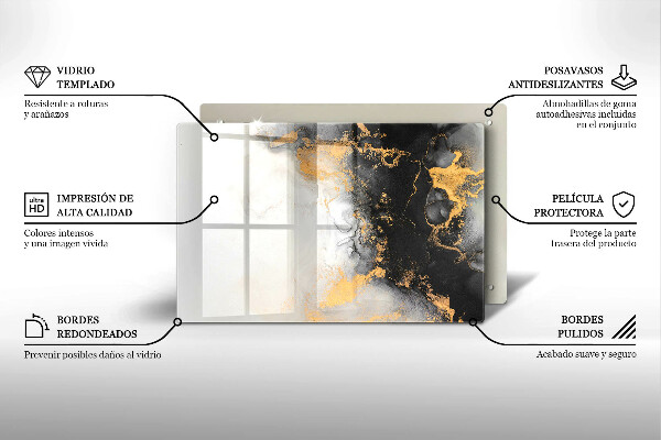 Krájecí prkénko skleněné Abstrakce se zlatem