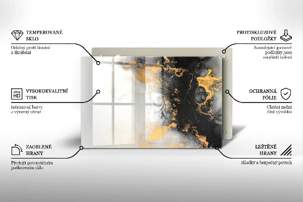 Krájecí prkénko skleněné Abstrakce se zlatem