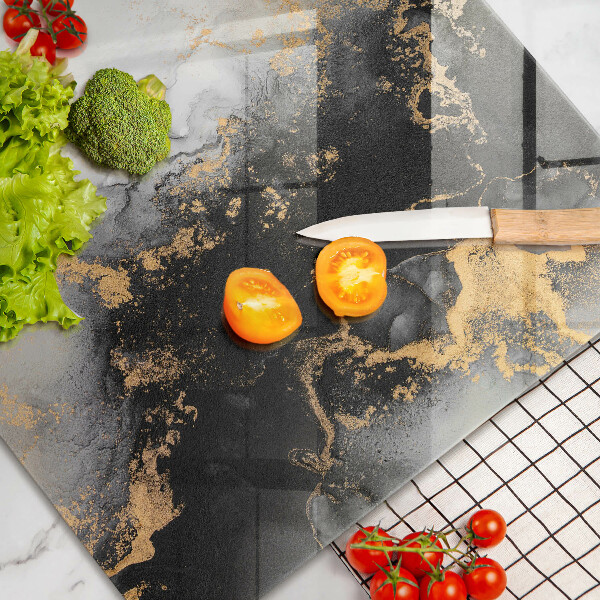 Krájecí prkénko skleněné Abstrakce se zlatem