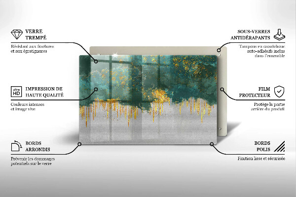 Krájecí prkénko skleněné Abstrakce se zlatem