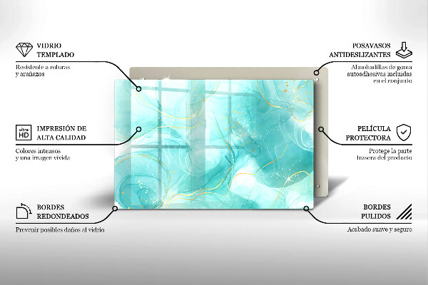 Krájecí prkénko skleněné Modrá a zlatá abstrakce