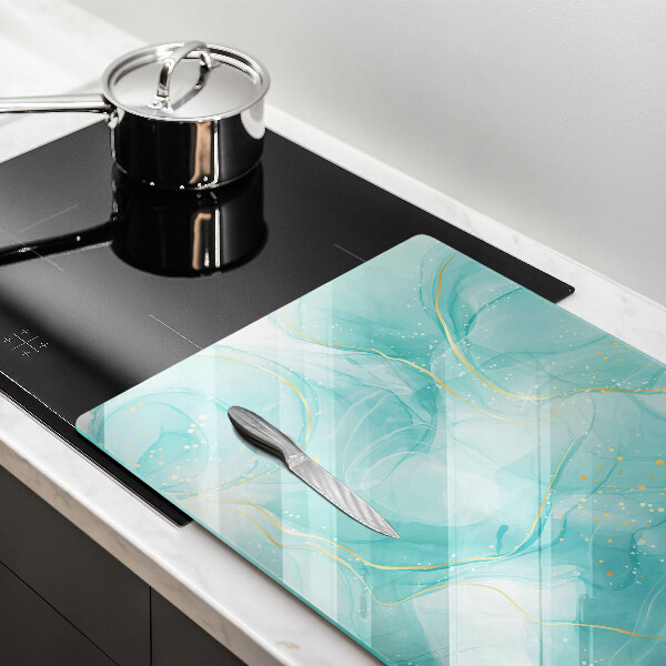 Krájecí prkénko skleněné Modrá a zlatá abstrakce