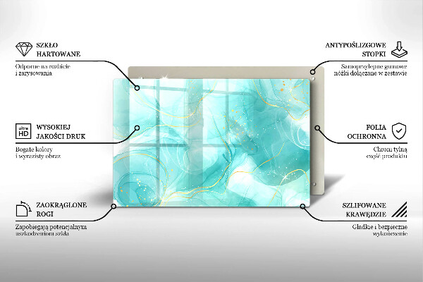 Krájecí prkénko skleněné Modrá a zlatá abstrakce