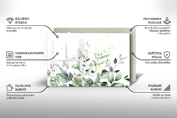 Krájecí prkénko skleněné Akvarel rostliny