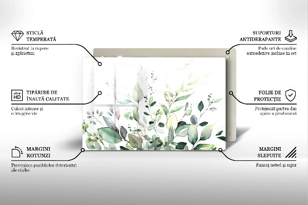 Krájecí prkénko skleněné Akvarel rostliny