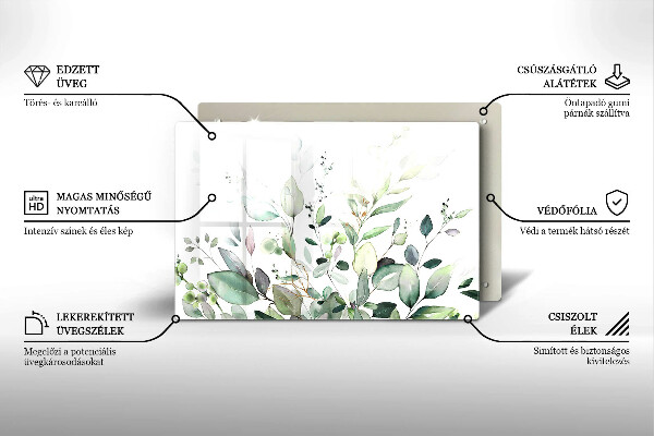 Krájecí prkénko skleněné Akvarel rostliny