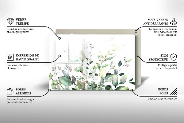 Krájecí prkénko skleněné Akvarel rostliny