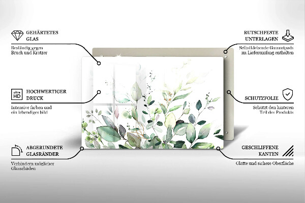 Krájecí prkénko skleněné Akvarel rostliny