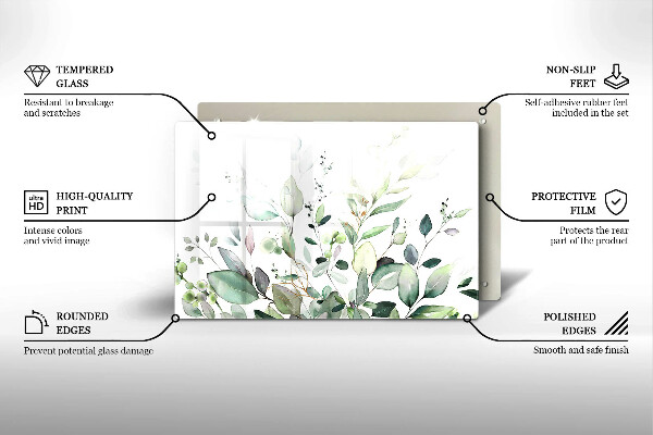 Krájecí prkénko skleněné Akvarel rostliny