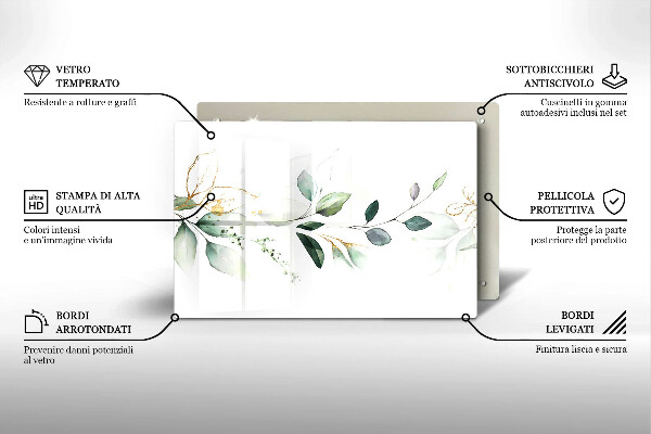 Krájecí prkénko skleněné Akvarel listy