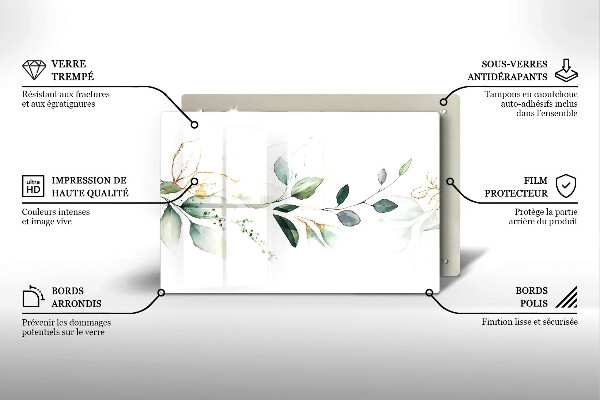 Krájecí prkénko skleněné Akvarel listy