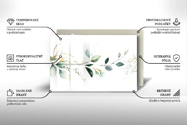 Krájecí prkénko skleněné Akvarel listy