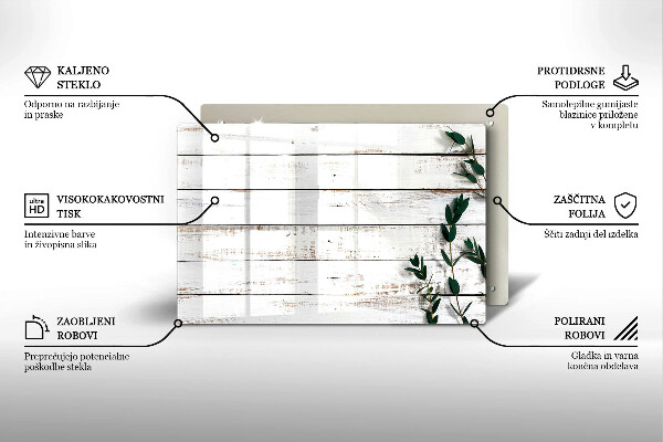 Krájecí prkénko skleněné Staré desky a listy