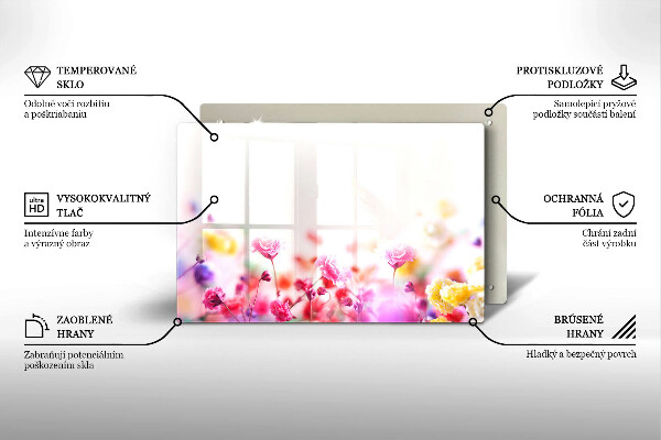 Krájecí prkénko skleněné Květinová louka