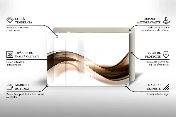 Skleněná deska do kuchyně Abstraktní hnědé čáry