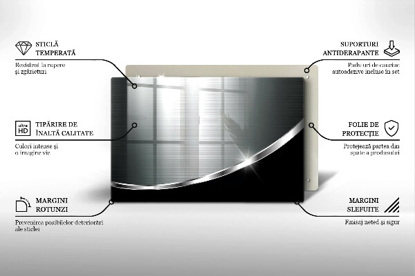 Krájecí prkénko skleněné Abstrakce s kovem
