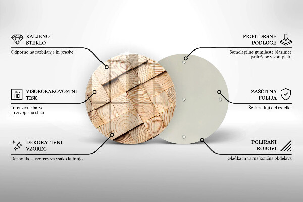 Skleněná deska do kuchyně Dřevěné čtverce