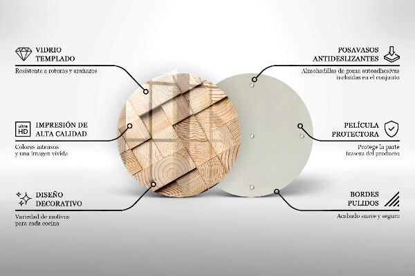 Skleněná deska do kuchyně Dřevěné čtverce