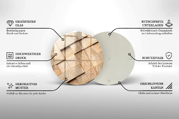 Skleněná deska do kuchyně Dřevěné čtverce