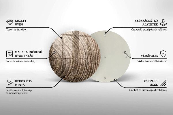 Skleněná deska do kuchyně Dřevěné kroužky