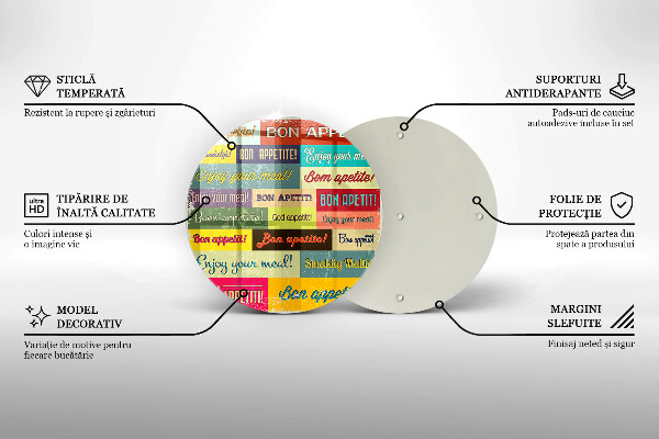 Skleněná deska do kuchyně Titulky jazyky dobré chuti
