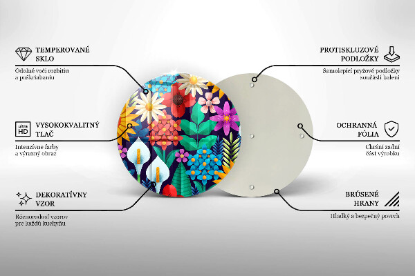 Skleněná deska do kuchyně Květiny louka ilustrace